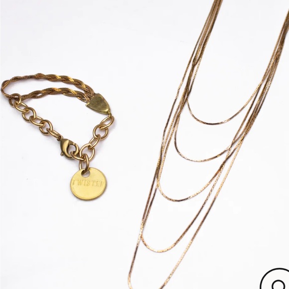 New Twisted Silver Element Necklace and Bracelet Set - Picture 9 of 10